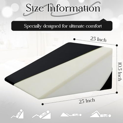 Cotton Wedge Pillow Cover, 24" x 24" x 10", Black - color: Black, size: 25x25x10.5 Inch