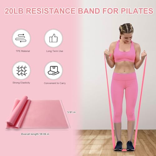 KANGFITER Pilates Kit with Ankle Weight, Pilates Ring Ball, Resistance Band - color: 11 PCS Pink