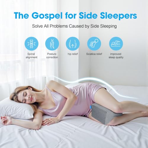 Knee Pillow for Side Sleepers, Leg Pillow with Cooling Gel, Grey/Large - color: Dark Grey, size: Large