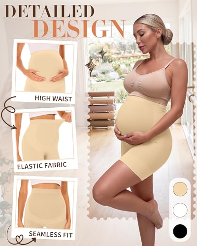 3 Pack Maternity Shapewear Shorts - color: Nude, White, Black, size: X-Large