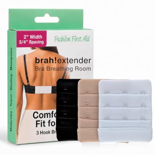 Brah! Extender: 2 & 3 Hook Bra Extenders Strap, White/Beige/Black for Women - color: 3-hook Black, White, Beige