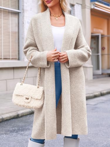 Saodimallsu Womens Long Cardigan Sweaters Chunky Open Front Oversized Slouchy Knit Fall Trendy Coatigan Jackets - color: Apricot, size: XX-Large