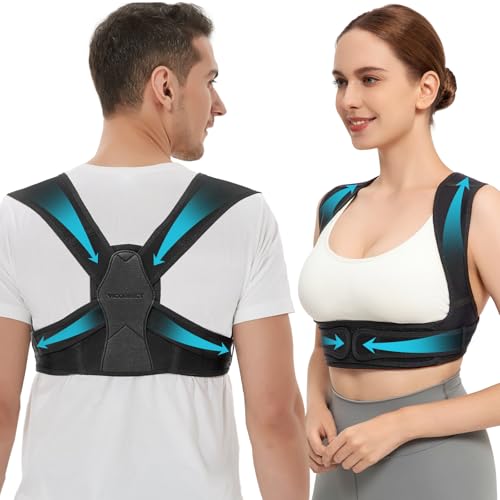 Vicorrect Posture Corrector for Women and Men, Adjustable Upper Back Brace for Clavicle Support and Providing Pain Relief from Neck, Shoulder, and Upper Back - color: Black Small/Medium