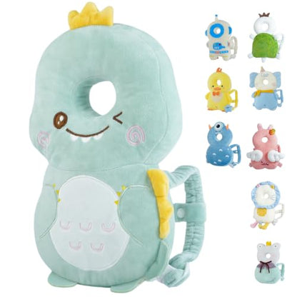 Baby Head Protector Backpack - Soft & Lightweight Fall Cushion Backpack for Toddlers Walking and Crawling (Dark Green Dinosaur) - color: Dark Green Dinosaur