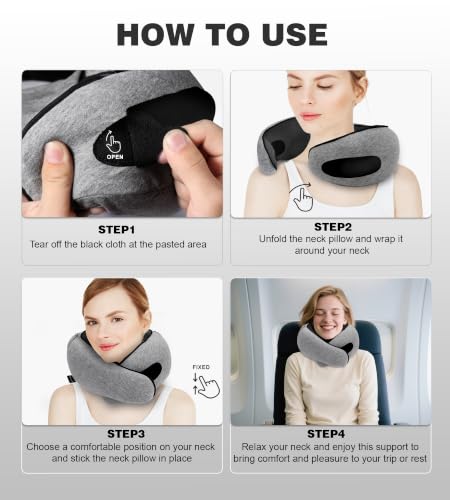 Hat-style travel neck pillow, upgraded version of airplane neck pillow - color: Light Grey