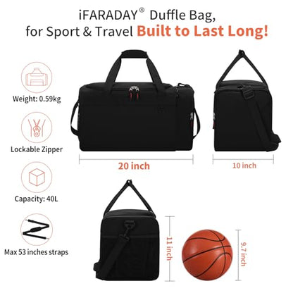 iFARADAY 40L Gym Bag for Men, 20 inch, Camo - color: Camouflage