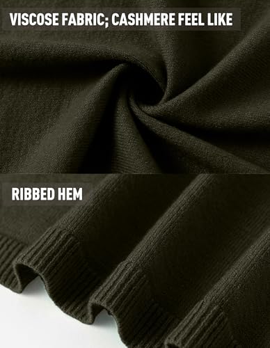 PULI Women's Versatile Knit Shawl Poncho Sweater Button Scarf - color: Dark Army Green