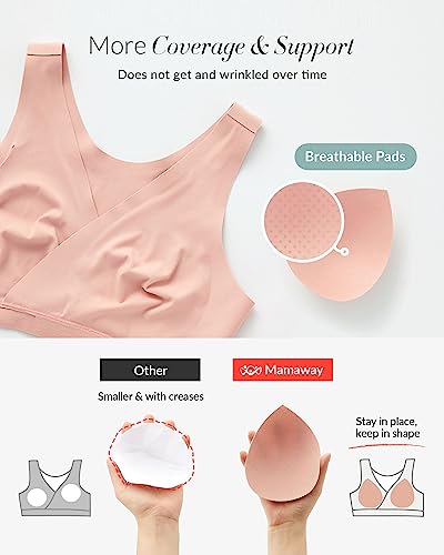 Mamaway Silky Crossover Nursing Maternity Wireless Bra, Smooth, Soft, Cooling, No Buckle, No Show for Sleeping Breastfeeding - color: Periwinkle, size: Medium