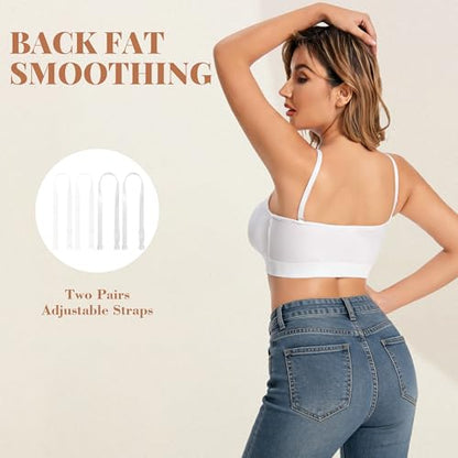 Strapless Bras, No-Removable Pads Bandeau Tops for Women - color: White-next-gen Non-removable Padding, size: Medium