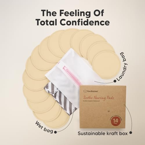 14-Pack Reusable Nursing Pads for Breastfeeding (Bare Beige, L 4.8") - color: Bare Beige, size: Large 4.8"