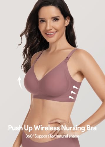 HBselect Nursing Bras for Breastfeeding 3 Pack Women Maternity Jelly Bras - color: G: 3pack(black/Dusty Pink/Gray Blue), size: Medium