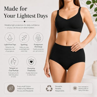 Period Underwear for Women, Leak Proof Menstrual Panties Multi-pack, High Waisted Cotton Full Coverage Briefs - color: Black/Nude/Light Grey, size: X-Large