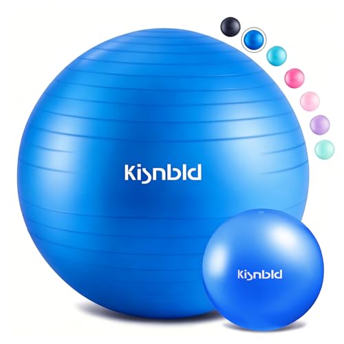 kisnbld Exercise Ball, Extra Thick Yoga Ball for Home Workout & Stability - color: Pure Blue, size: M,(19-22in,48-55cm)