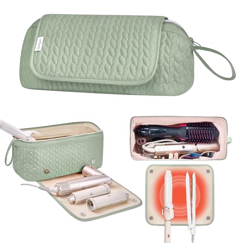 KarSyon Hair Tools Travel Bag with Hot Tool Mat 2 in 1 Organizer Bags - color: Sage Green