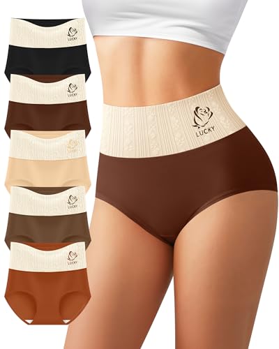 Women's Cotton Underwear High Waisted Tummy Control Panties 5 Pack - color: Multicolor B, size: Small