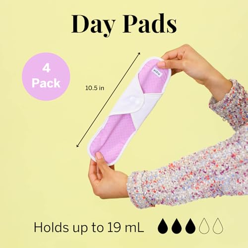 Pixie Cotton Cloth Pads for Feminine Care - 100% Organic Reusable Pads - Ranked 1 for Softest Menstrual Sanitary Napkins - Machine Washable & Includes Free Wet Bag - Menstrual Liner (Regular) - size: Regular | 4-Pack