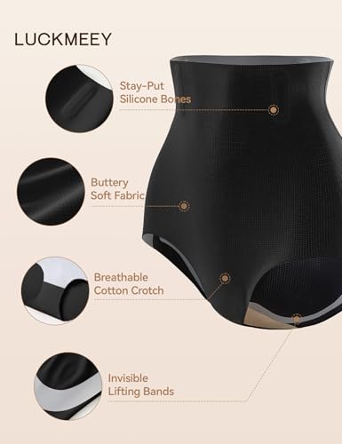 LUCKMEEY Tummy Control Shapewear Underwear, Seamless Comfy Shaping Briefs - color: Briefs Black, size: Small