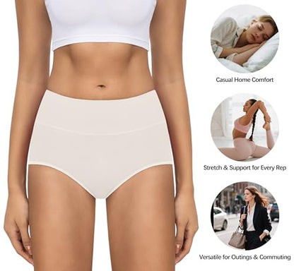 MIRITY Women's High Waist Cotton Underwear - Soft Full Coverage Briefs with Double-Layer Waistedband - color: Color 3, size: Medium