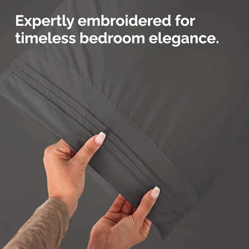 King Standard Pillow Cases Set of 2 - Soft Pillowcase Covers - Charcoal - color: 07 - Charcoal, size: King Standard
