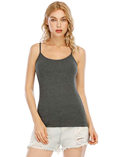 Orrpally Basic Cami Tank Tops Women Lightweight Camisole Stretch Tank Top Adjustable 4-Pack - color: Black/Black/Grey/Grey, size: Small
