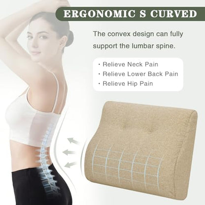 baibu Patented Dual-Layer Memory Foam Lumbar Pillow for Recliner, Beige - color: Beige