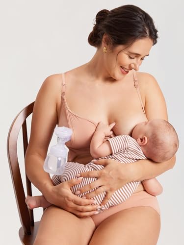 MOMANDA Women's Inbarely Pumping Bra Hands Free All-in-One Nursing Bra for Breastfeeding More Coverage Wireless Seamless - color: Cream Coffee, size: XX-Large