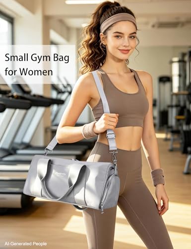16" Gym Bag for Women,with Shoes Compartment and Waterproof Pocket(Grey) - color: Grey, size: 16" Small Size