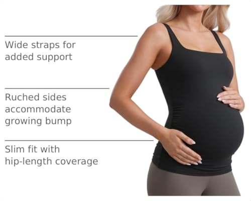CRZ YOGA Maternity Square Neck Tank Tops - color: Black, size: X-Small