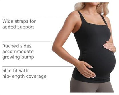 CRZ YOGA Maternity Square Neck Tank Tops - color: Black, size: X-Large