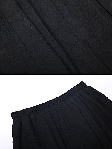 Women's Cotton Long Flowy Rave Renaissance Maxi Skirt - color: Black, size: Medium