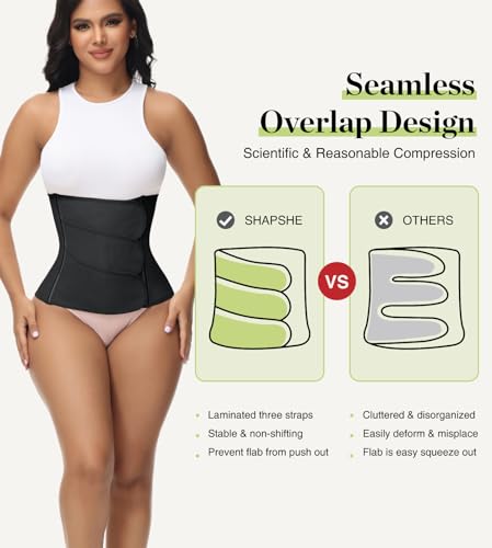 SHAPSHE Postpartum Belly Band Adjustable Wrap for Abdomen Compression - color: Black 3 Velcro, size: XX-Large