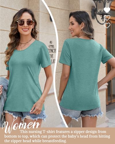 Oakgarden Women's Nursing Shirt - color: Heather Green, size: Small
