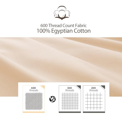 100% Egyptian Cotton Pillow Protectors Set of 4 King Size - color: Beige, size: King 4Pack