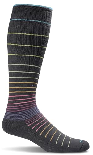 Sockwell Women's Circulator Moderate Graduated Compression Sock - color: Black Stripe, size: Small-Medium