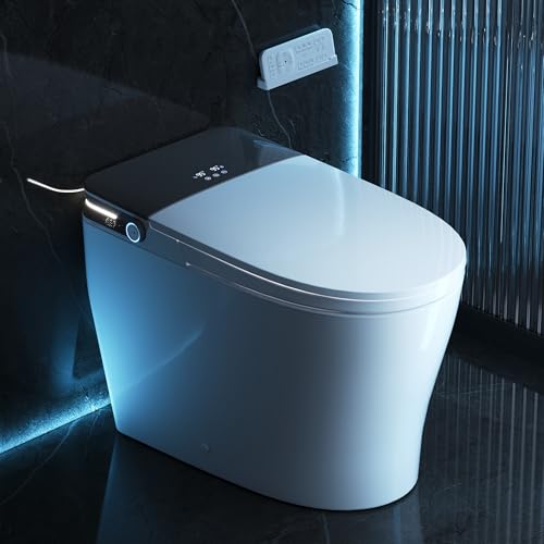 DeerValley Smart Toilet with Bidet Built in, Auto Open Close, Foam Shield - color: Dual-Color (Black/White)