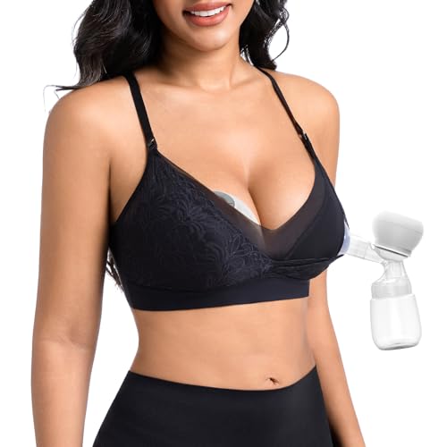 Hands Free Pumping Bra for Breastfeeding, Nursing Bra for Pumping, Comfortable Lace Pumping Bra, Breast Pump Bra - size: XX-Large