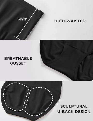 Tummy Control Shapewear, High Waisted Seamless Body Shaper Panties - color: Black, size: XX-Large