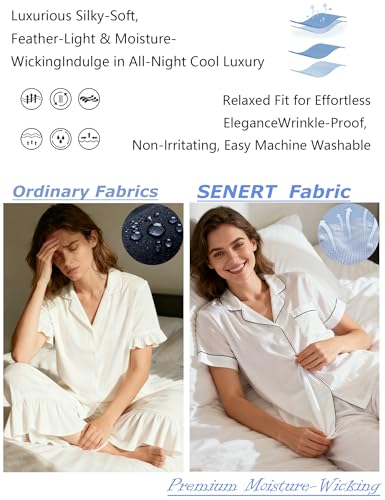 Senert Womens 2 Piece Pajamas Set Button Down Top and Pants Soft Sleepwear - color: Bean Paste, size: XX-Large