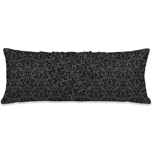 Gothic Body Pillow Cover,Gothic Decor,Damask Floral Body Pillow with Satin Pillowcase,Cool and Breathable Pillow Case Victorian Pillow Cover with Zipper Closure 20x54 inch - color: Damask Floral