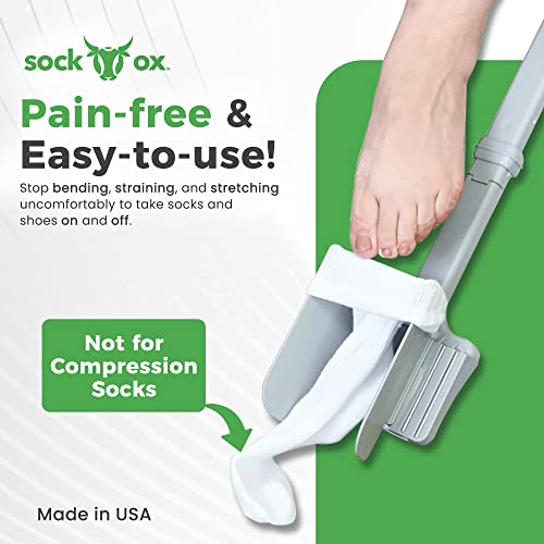 Easy Sock Ox Adjustable Sock Aid for Seniors, No Bending, with Sock Remover