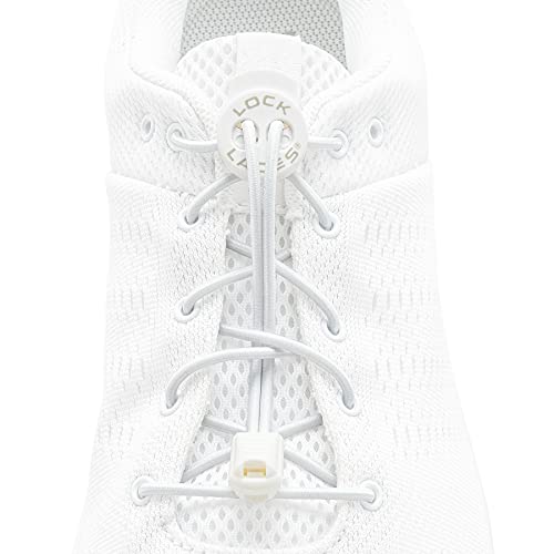Lock Laces Elastic No Tie Shoelaces for Kids & Adults, One Size Fits All - color: Solid White