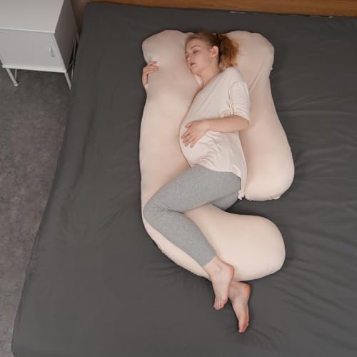 Maternity Pillow Cover ONLY Compatible with Momcozy Pregnancy Pillow (2 Pack Covers-Pillow NOT Included) - color: Mix Grey&grey Mini Grid
