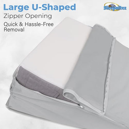 Sleepnitez 12" Wedge Pillow Cover, 100% Egyptian Cotton Sateen, Light Gray