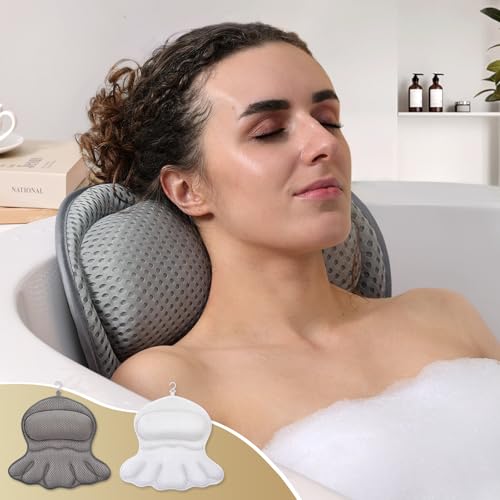 Bathtub Pillow, Luxury Bath Pillow for Tub Head Neck and Back Support, Gray - color: Gray