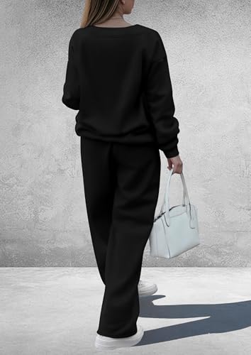 PRETTYGARDEN Womens 2 Piece Outfits Fall Sweatsuits - color: Black, size: XX-Large