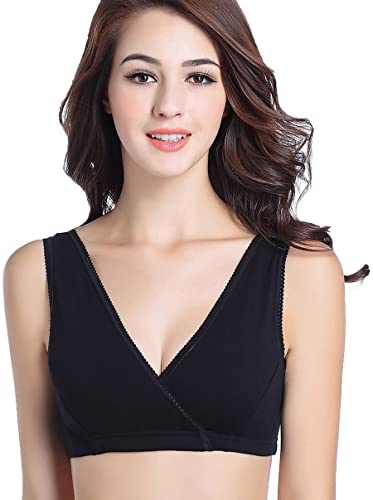 CAKYE 3 Pack Maternity Nursing Sleep Bra Breastfeeding Cotton Bralette - color: Black/Deep Grey/Nude, size: X-Large