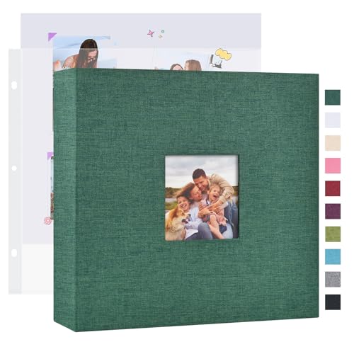 Mublalbum 10x10 Inch 3 Ring DIY Scrapbook Photo Album 80 Pages, Dark Green - color: Dark Green, size: 10x10 Inch 80 Pages