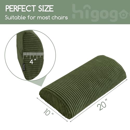 HIGOGOGO Lumbar Support Pillow for Recliner Chair/Accent Chair/Couch, Memory Foam Back Support Cushion for Elderly, Recliner Cushions for Back Rest, Pain Relief, Reading, Washable Cover, Dark Green - color: Dark Green, size: 20"x10"x4"