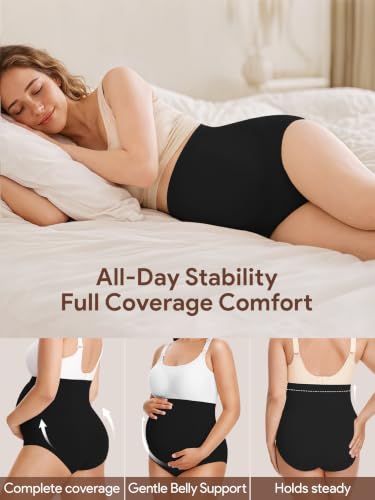 Maternity Underwear Over Bump, Pregnancy Panties Belly Support, Multi Pack - color: Black*3, size: 3X-Large