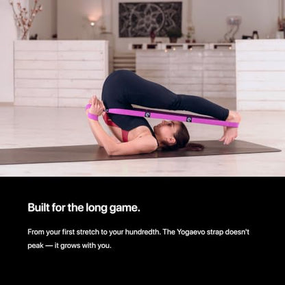Yogaevo Elastic Stretching Strap With Loops For Physical Therapy - color: Purple